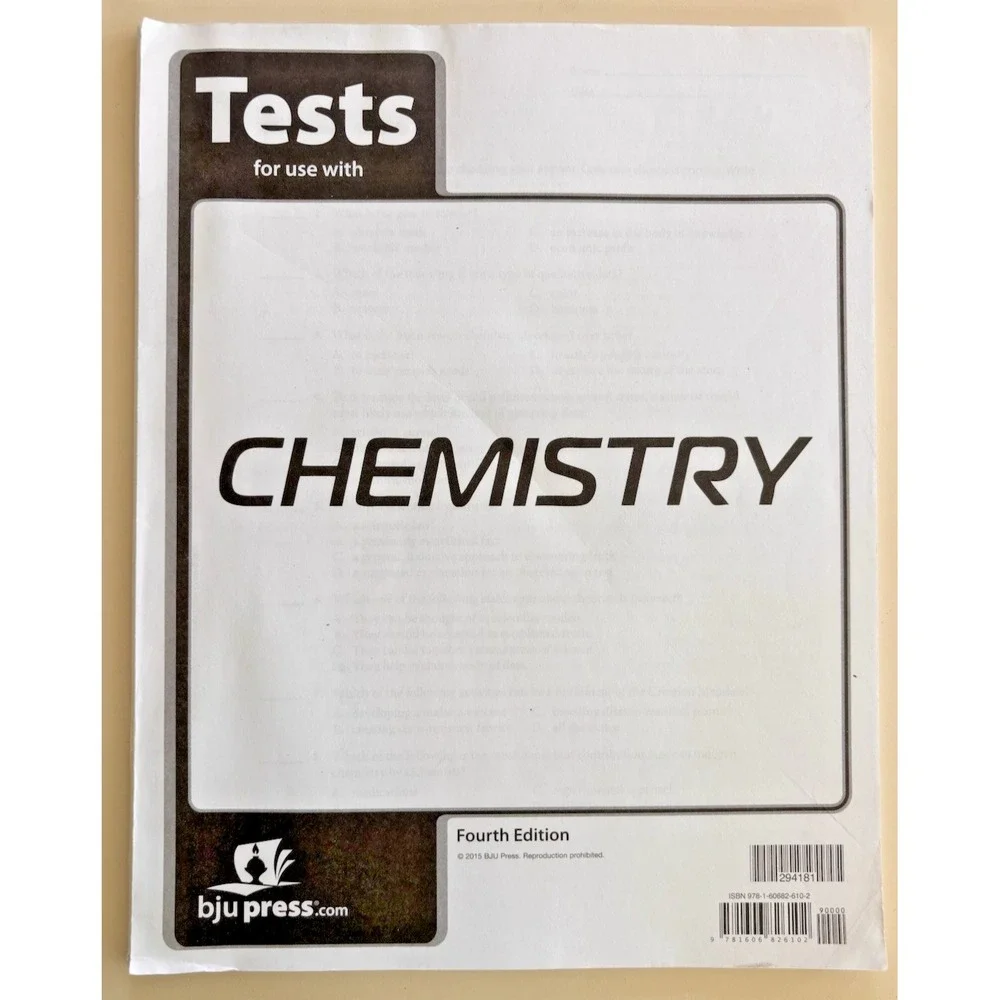 BJU Press Chemistry Tests Fourth Edition NEW